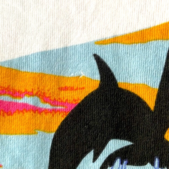 Jordache Vintage No More Bad Days Cropped Tee 80s retro neon dolphin t-shirt | S - Picture 13 of 15